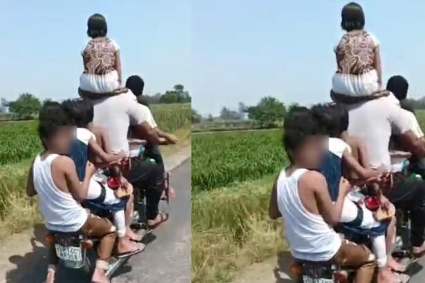 overloading-on-bike-hapur-traffic-rules-violation