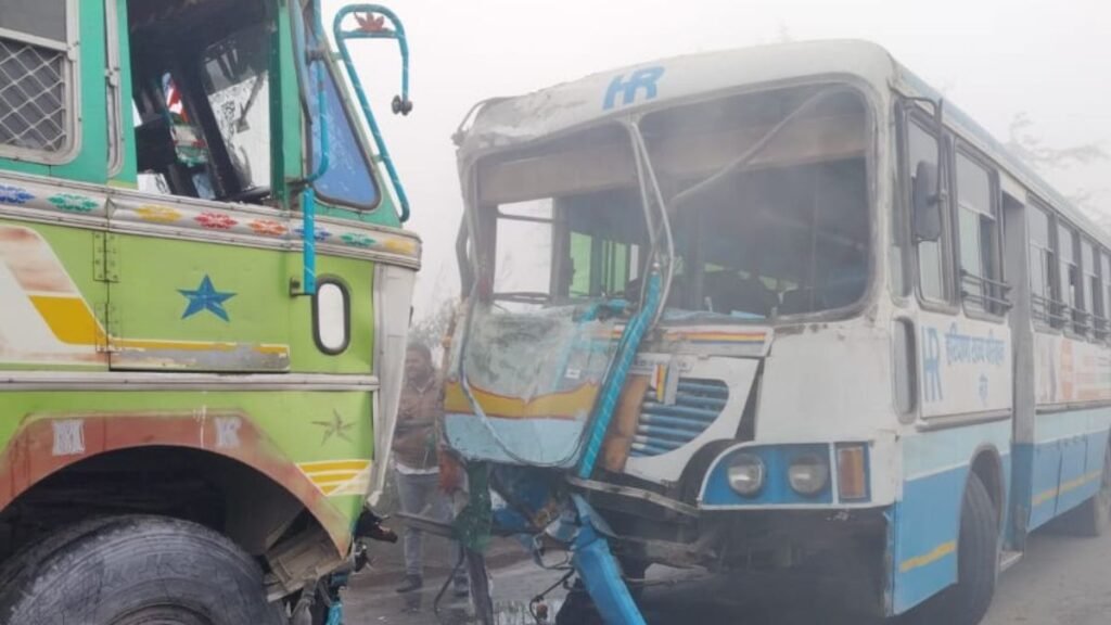 Bus and truck accident