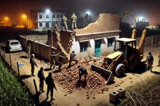 Bihar News वैशाली के महुआ क्षेत्र में, स्थानीय अपराधियों ने एक bulldozer का इस्तेमाल करके CISF