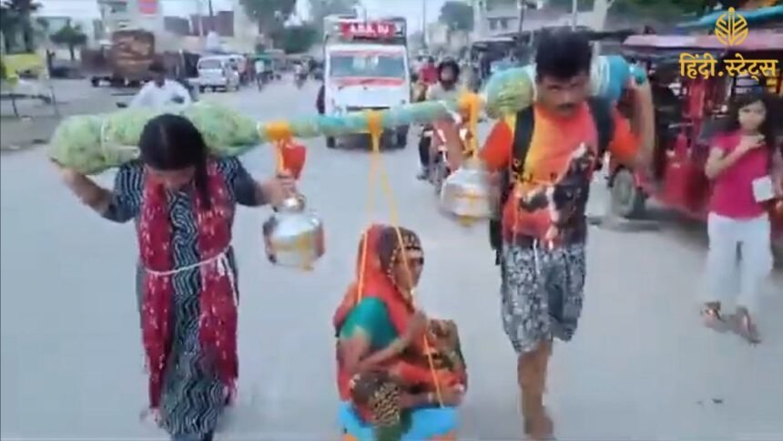 Bulandshahr में बेटे और बहू ने वृद्ध माँ को कंधे