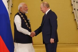 Vladimir Putin awards PM Modi Russia's highest civilian honour for 'outstanding service'