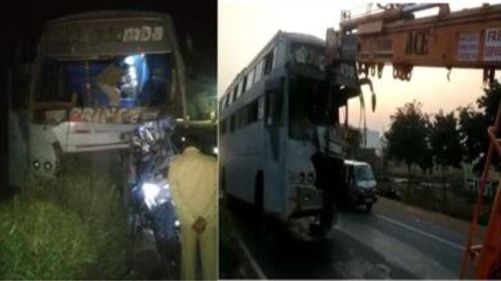 Rajasthan News: भरतपुर रोड पर पलटी स्लीपर कोच बस