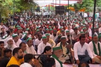 thousands-of-farmers-protest-outside-noida-authority-demand-compensation-plots