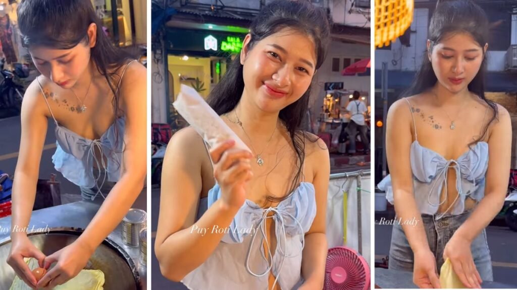 Beautiful model like girl in stylish clothes sells parathas at a roadside stall viral video leaves people stunned