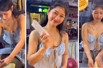 Beautiful model like girl in stylish clothes sells parathas at a roadside stall viral video leaves people stunned