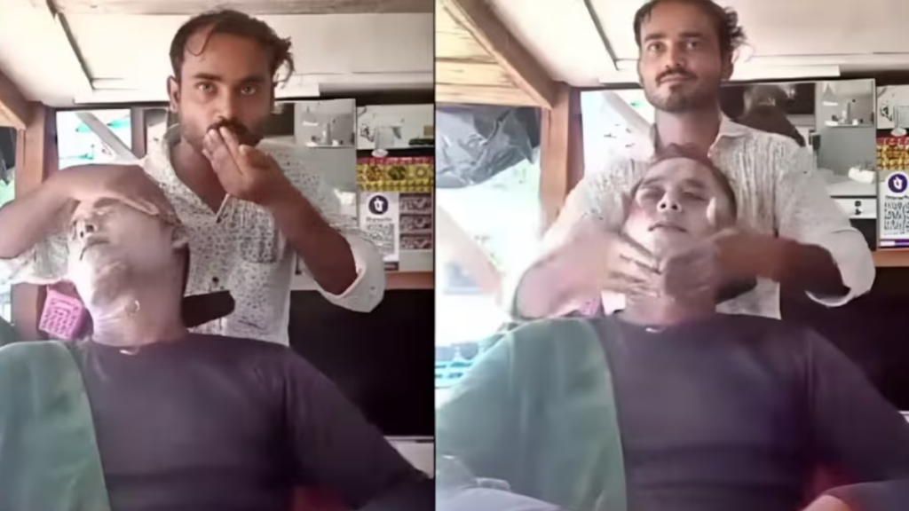 kannauj-salon-employee-massage-with-spit-video-viral