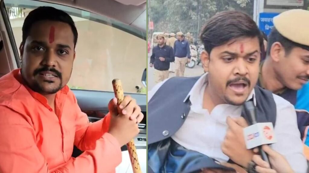 Ghaziabad News: Hindu Veer Sena President Satyam Pandit ने सोशल मीडिया पर भड़काऊ वीडियो डालने के पुलिस हिरासत में बनाई रील, देखें 2 Satyam pandit