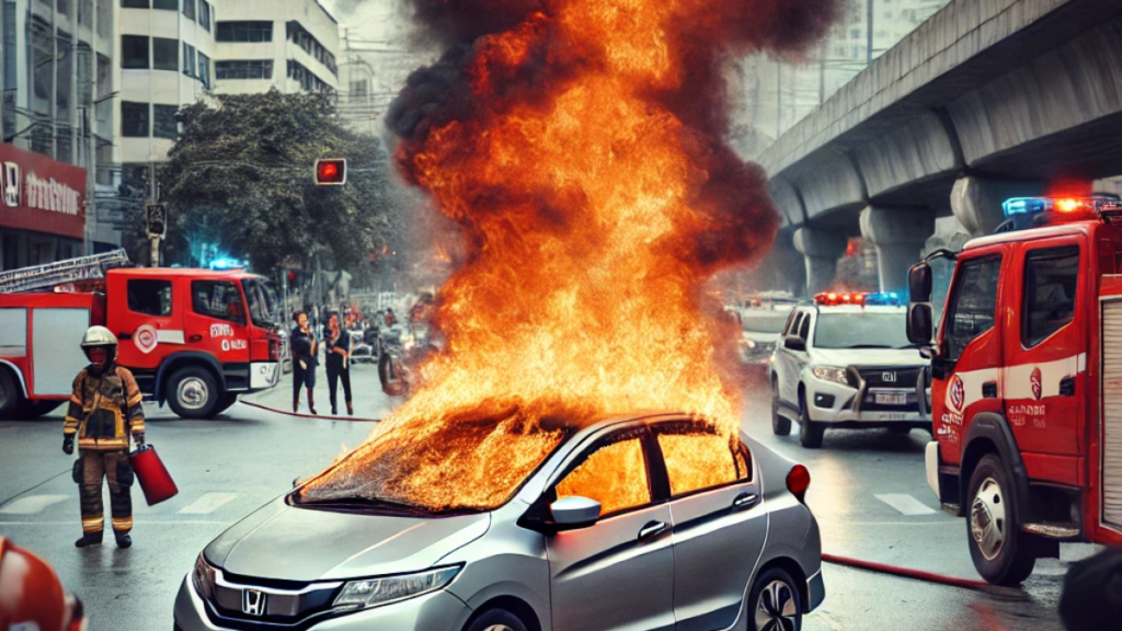 honda-city-cng-car-fire-ghanta-chowk-fire-department-response