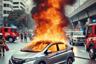 honda-city-cng-car-fire-ghanta-chowk-fire-department-response