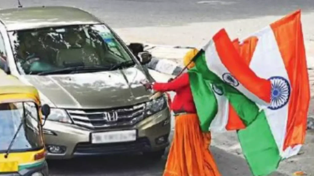 indian flag on vehicle