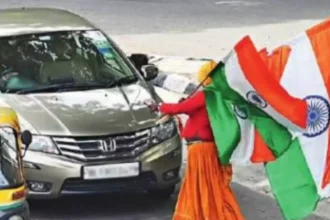 indian flag on vehicle