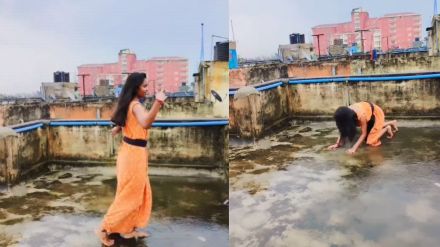 Viral Videos: बारिश में रील बनाते समय छत पर फिसली युवती, मजेदार वीडियो ने मचाई धूम