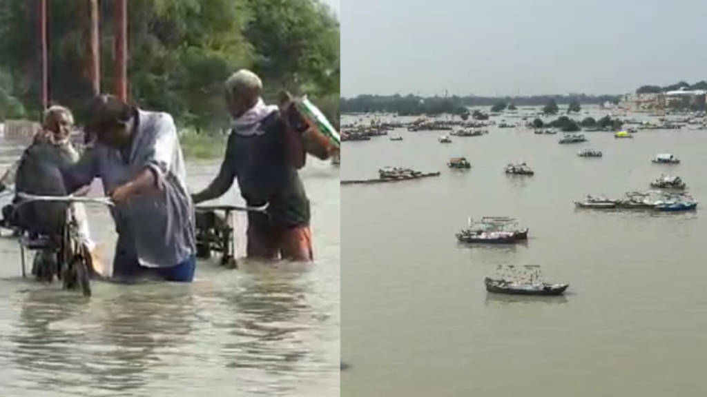 Prayagraj: दो दर्जन इलाकों में भरा बाढ़ का पानी, संगम में श्रद्धालुओं का उत्साह है बरकरार