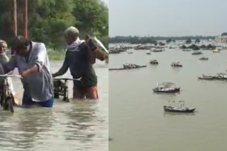 Prayagraj: दो दर्जन इलाकों में भरा बाढ़ का पानी, संगम में श्रद्धालुओं का उत्साह है बरकरार