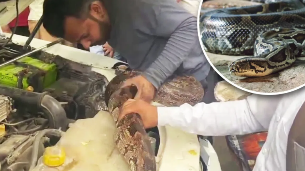 Prayagraj: गाड़ी के बोनेट में था विशाल अजगर, ड्राइवर की नज़र पड़ते ही हो गया बेहोश