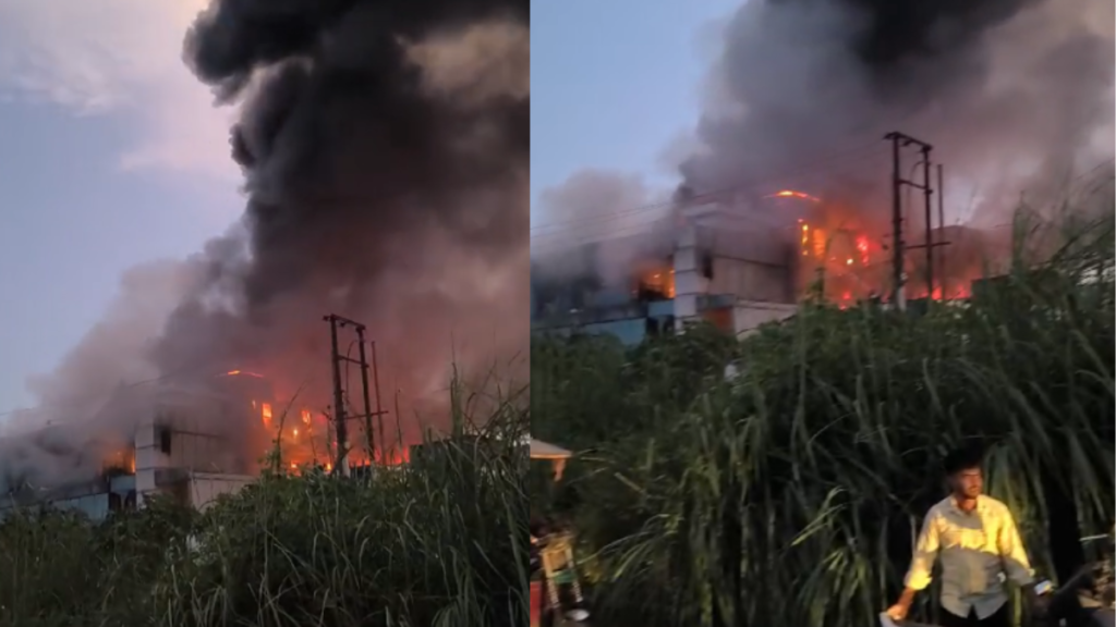 Ghaziabad: इलेक्ट्रिक व्हीकल फैक्ट्री में लगी भीषण आग, दमकल की कई गाड़ियां मौके पर मौजूद