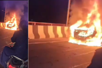 हरिद्वार: मोतीचूर फ्लाईओवर पर कार में अचानक लगी आग,