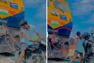 Viral Videos: शख्स ने बाइक से ट्रेन के इंजन को खींचने की कोशिश की, मच गया हंगामा
