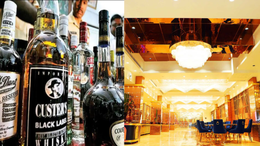 Ghaziabad: हरियाणा मार्क की शराब परोसने पर वेंकट हॉल