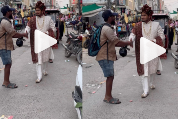 Haryana के बाजार में दूल्हे की तरह सजे युवक का वीडियो वायरल