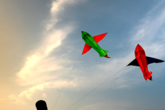 kids flying kite